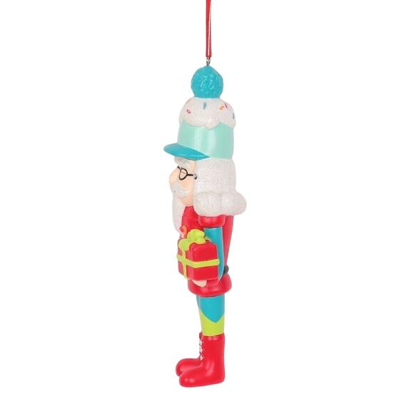 Grandpa Nutcracker Christmas Tree Ornament Sprinkles Red Blue Hat Present 7.5 in - Picture 2 of 8